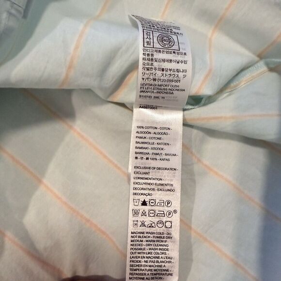 Levi’s Lainey Stripe Cotton Blouse Size Large Button Front Up Shirt Top Casual - Picture 4 of 10